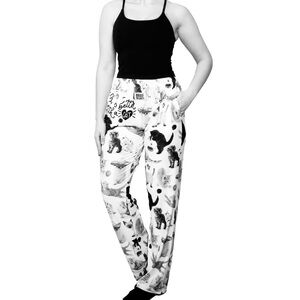 Brief Insanity Cat Print lounge pants - Black & White